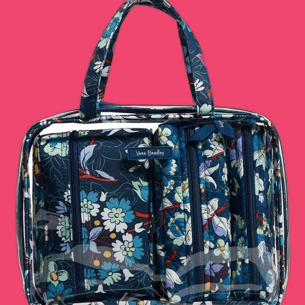 Vera Bradley Floral Burst 4 PIECE COSMETIC ORGANIZER Lg Travel Bag Tote New